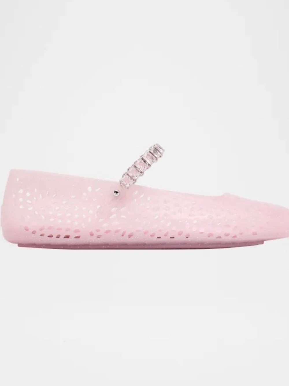 Jimmy Choo Jelly Glitter Crystal-Strap Ballerina Flats